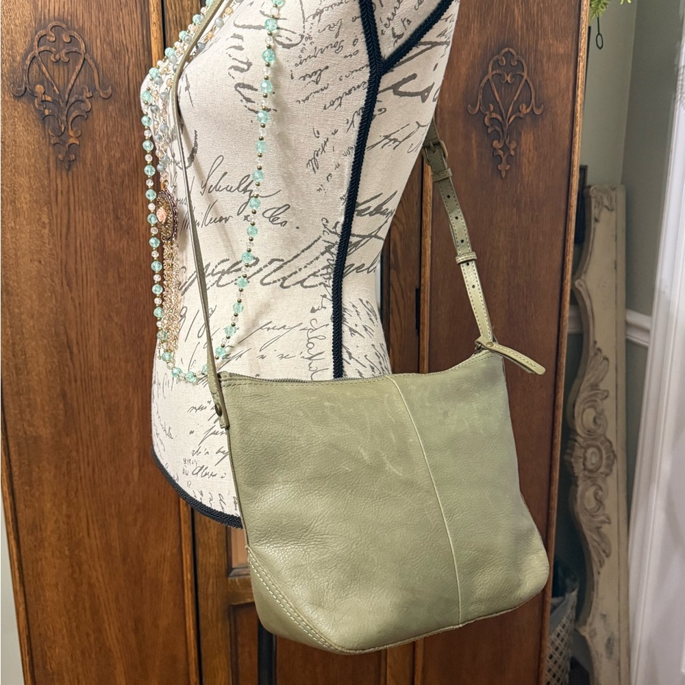 Olive Green American Leather Co Crossbody Shoulder Bag